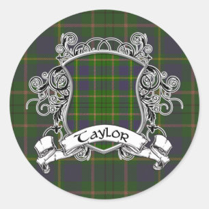 Sticker Rond Bouclier de tartan de Taylor