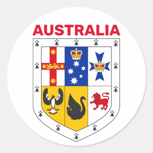 Sticker Rond Bouclier des armes d'Australie (Devant)