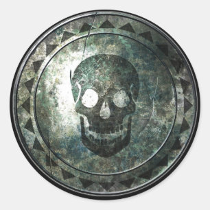 Sticker Rond Bouclier rond - emblème de crâne