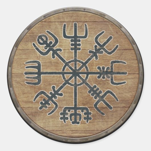 Sticker Rond Bouclier viking - Vegvísir (Devant)