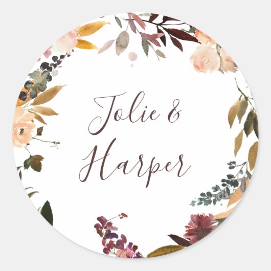 Sticker Rond Boucliers Mariages floraux oranges de Bourgogne (Devant)