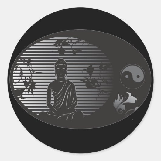 Sticker Rond Bouddha à Oval (Devant)