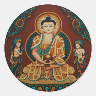 Sticker Rond Bouddha Amitabha avec Bodhisattvas
