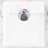 Sticker Rond Bouddha de Noël ! (Sac)