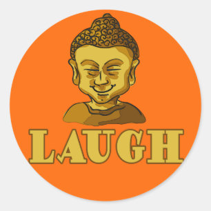 Sticker Rond Bouddha de sourire avec le tee - shirt et les