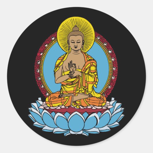 Sticker Rond Bouddha Dharmachakra (Devant)