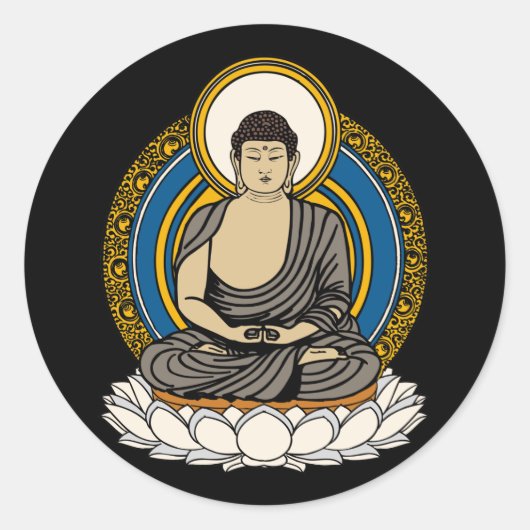 Sticker Rond Bouddha Dhyana Mudra (Devant)