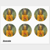 Sticker Rond Bouddha doré dans un temple (Feuille)