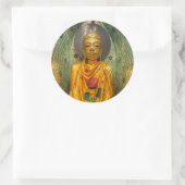 Sticker Rond Bouddha doré dans un temple (Sac)