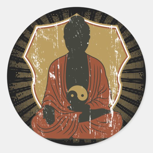 Sticker Rond Bouddha Méditant Yin Yang (Devant)