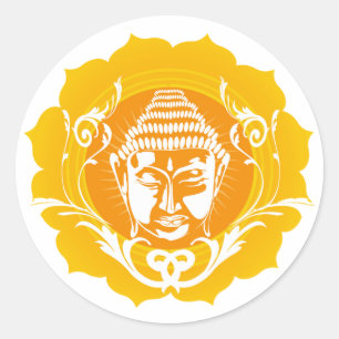 Sticker Rond Bouddha orange et jaune
