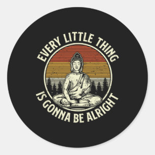 Sticker Rond Bouddha Rétro Citation Spirituelle Vintage Bouddhi
