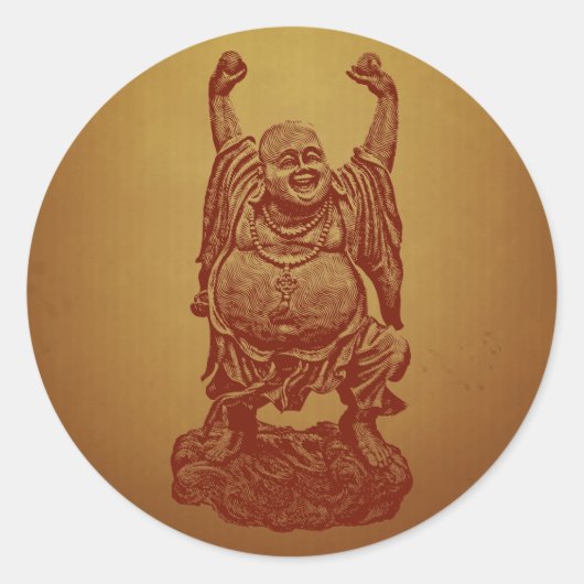 Sticker Rond Bouddha riant (rouge foncé) (Devant)