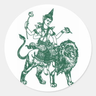 STICKER ROND BOUDDHA S'ASSEYANT ASIATIQUE DU SUD-EST SUR LE