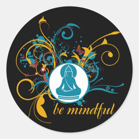 Sticker Rond Bouddha Soyez Conscient (Devant)