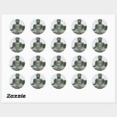 Sticker Rond Bouddha Statue Bouddhisme (Feuille)