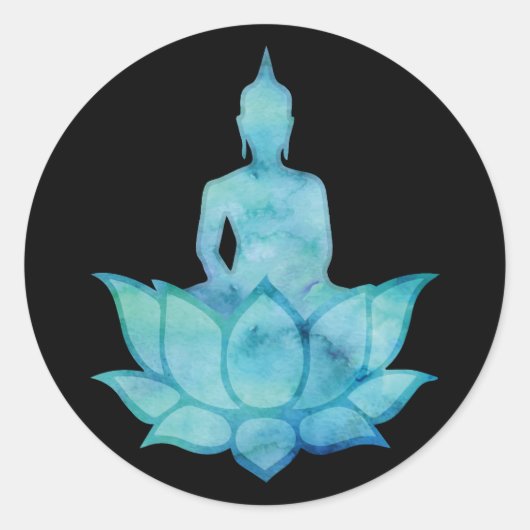 Sticker Rond Bouddha sur Lotus Blue (Devant)