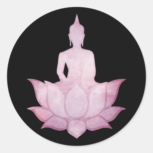 Sticker Rond Bouddha sur Lotus Pink (Devant)