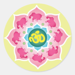 Sticker Rond Bouddhisme de yoga de l'OM de fleur de Lotus