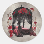 Sticker Rond Boudoir | Canopée de l'Écharpe Antique Poster Lit (Devant)