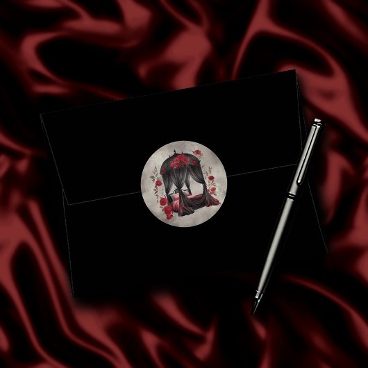 Sticker Rond Boudoir | Canopée de l'Écharpe Antique Poster Lit