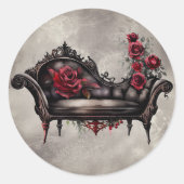 Sticker Rond Boudoir Chaise | Canapé-lit victorien d'évanouisse (Devant)