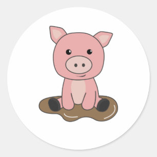 Sticker Rond Boue de cochon de cochon de porc