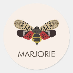 Sticker Rond Boug de lanternfly tacheté Personnalisé