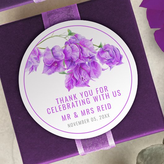 Sticker Rond Bougainvillea couleur violet de l'aquarelle faveur