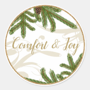 Sticker Rond Boughs de pin de vacances Confort et joie