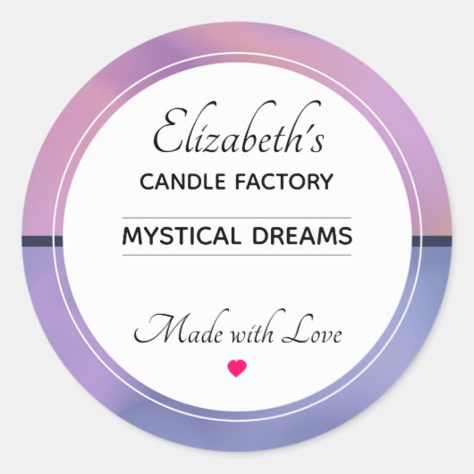 Sticker Rond Bougie Abstraite moderne violet et rose Biz (Devant)