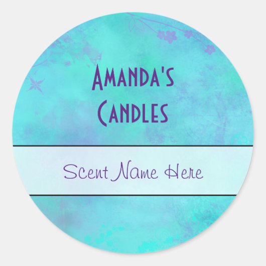 Sticker Rond Bougie abstraite Turquoise et violette (Devant)