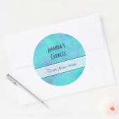 Sticker Rond Bougie abstraite Turquoise et violette (Enveloppe)