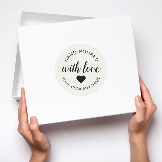 Sticker Rond Bougie "Coulée à la Main" Avec Amour 