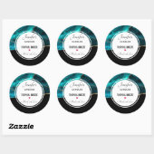 Sticker Rond Bougie d'Agate Turquoise & Or Moderne (Feuille)