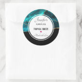 Sticker Rond Bougie d'Agate Turquoise & Or Moderne (Sac)