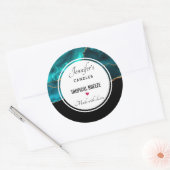 Sticker Rond Bougie d'Agate Turquoise & Or Moderne (Enveloppe)