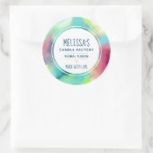 Sticker Rond Bougie d'aquarelle cool vert et rouge de l'espace (Sac)