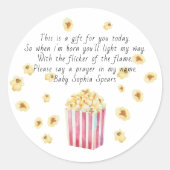 Sticker Rond Bougie d'aquarelle Popcorn Prières (Devant)