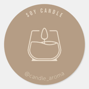 Sticker Rond Bougie de paquet de logo minimaliste simple beige