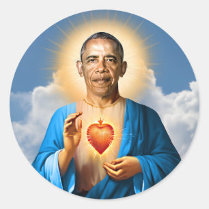Sticker Rond Bougie de prière Saint Barack Obama