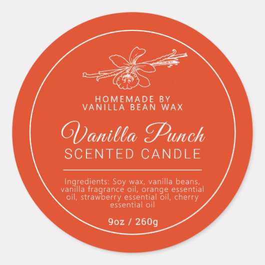Sticker Rond Bougie de punch à la vanille maison (Devant)