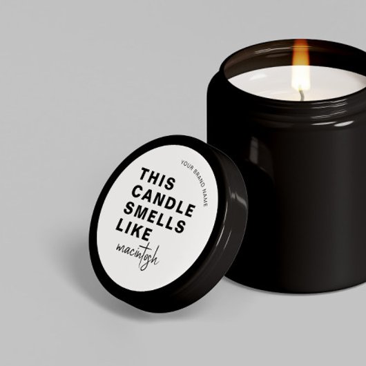 Sticker Rond Bougie de soja fait maison Chic Calligraphie Blanc