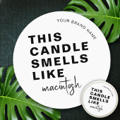 Sticker Rond Bougie de soja fait maison Chic Calligraphie Blanc