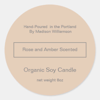 Sticker Rond Bougie de soja | Simple rose et gris
