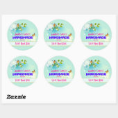 Sticker Rond Bougie des papillons et fleurs (Feuille)