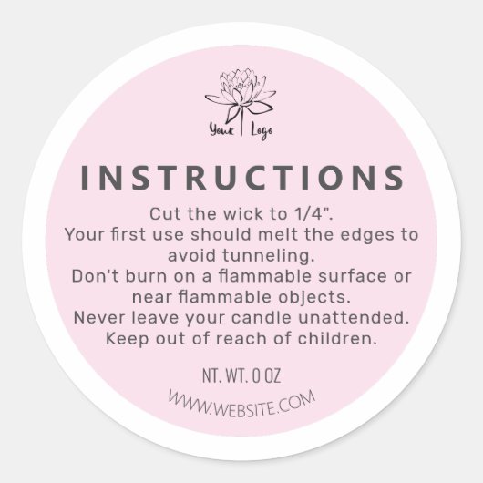 Sticker Rond Bougie en bas de l'instruction rose (Devant)
