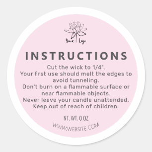 Sticker Rond Bougie en bas de l'instruction rose
