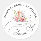 Sticker Rond Bougie Fleurie Merci (Devant)