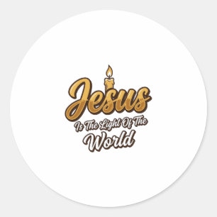 Sticker Rond Bougie Jésus Lumière du Monde Chrétien Vecteur_1